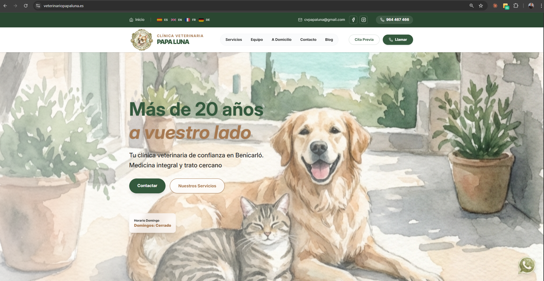 Web de Clínica Veterinaria Papa Luna